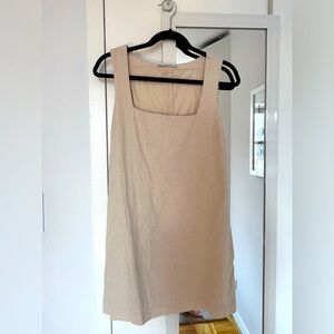 AF Linen-Blend Shift Mini Dress | Cream